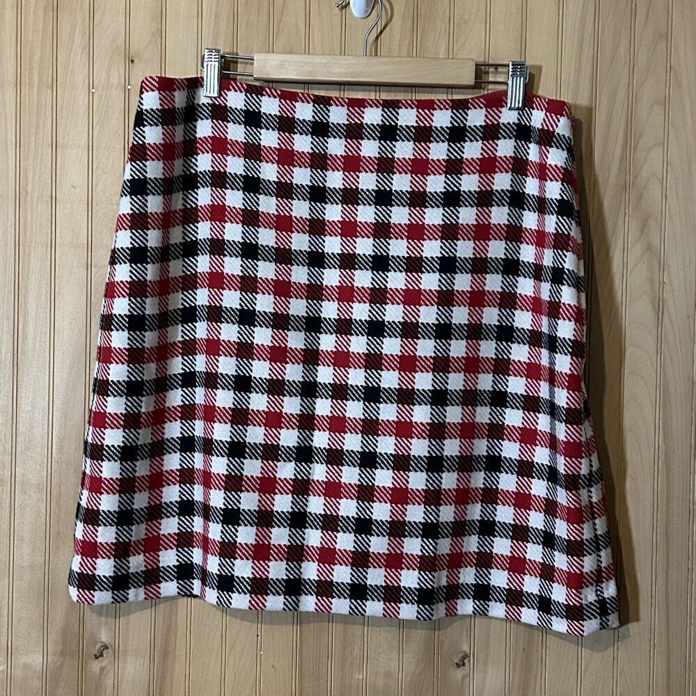 Talbots Womens Size 16 Lined Skirt Red White Blue Plaid
